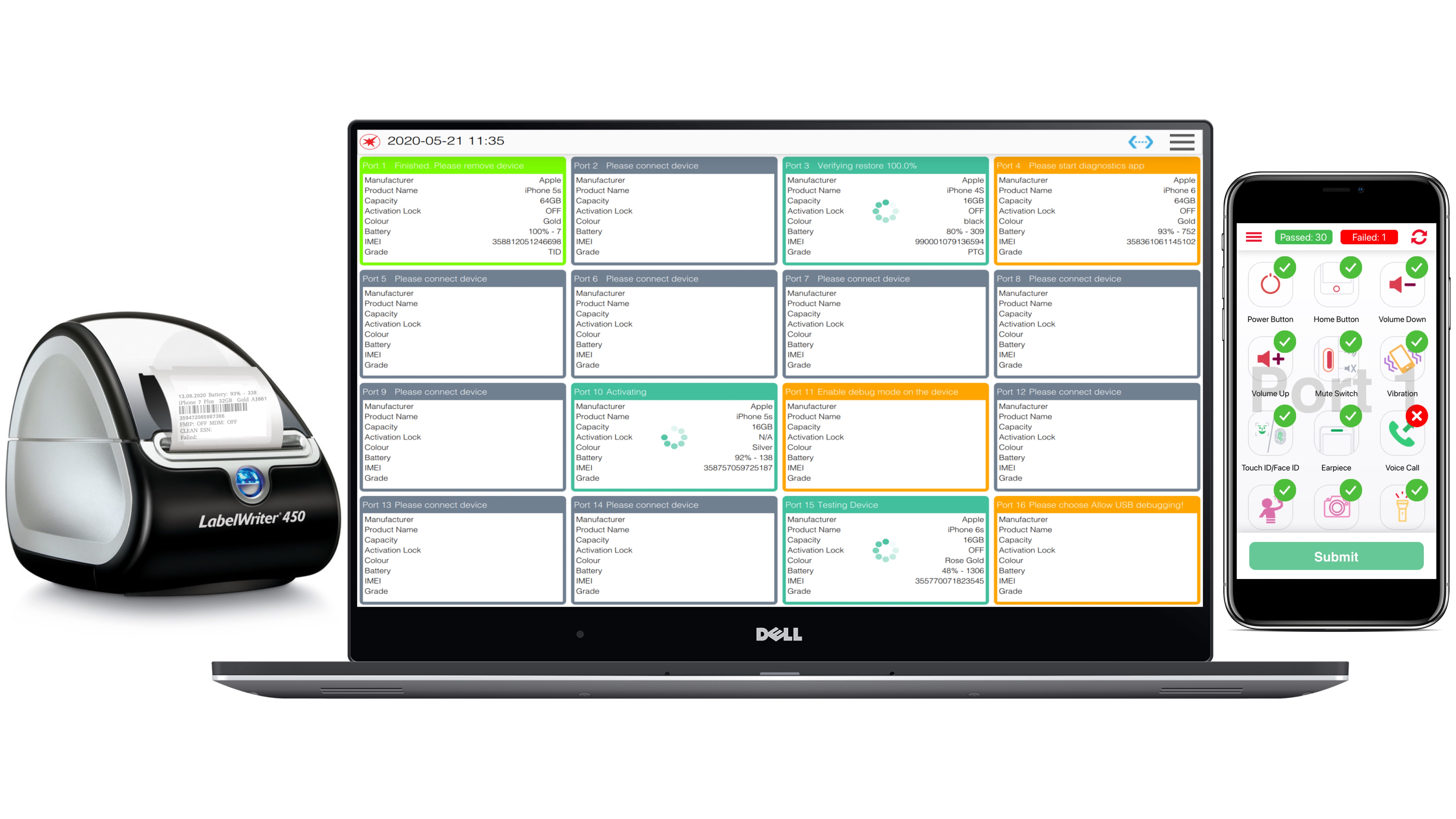 Test, wipe, and label used devices faster
